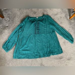 Sonoma peasant top teal size 2x